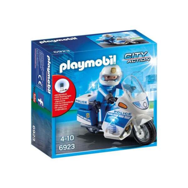 Playmobil Μοτοσικλέτα Αστυνομίας Με Φάρο Που Αναβοσβήνει 6923