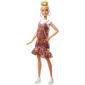 Mattel Barbie Fashionistas Κούκλα Num 142 Με Ξανθά Μαλλιά Ροζ Και Χρυσό Καρό Φόρεμα FBR37 / GHW56