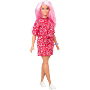 Mattel Barbie Fashionistas Doll Num 151 Μελαχρινή Κούκλα Με Φόρεμα Red Paisley Top FBR37 / GHW65