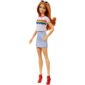 Mattel Barbie Fashionistas 122 Original Κοκκινομάλλα Κούκλα Με Μπλουζάκι Ουράνιο Τόξο FBR37 / FXL55