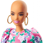 Mattel Barbie Fashionistas Doll 150 With No-Hair Look Wearing Pink Floral Dress, White Booties Και Earrings FBR37 / GYB03