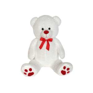 Λούτρινη Αρκούδα Λευκή Με Κόκκινο Φιόγκο 100Εκ 2889V