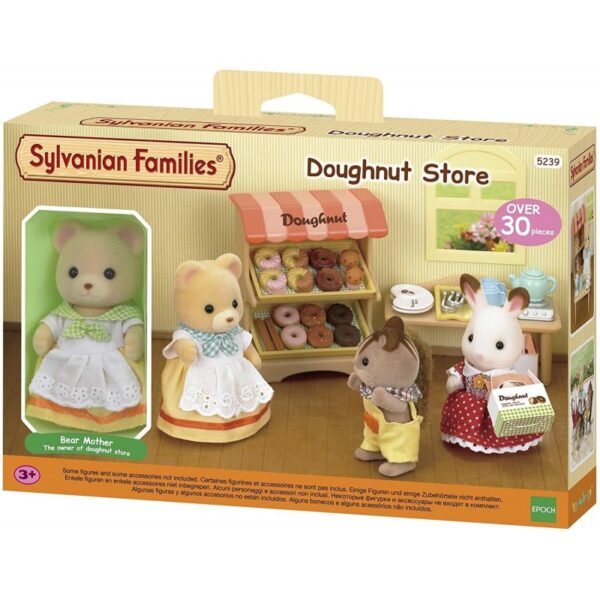 Epoch Sylvanian Families: Doughnut Store Σετ Μαμά Αρκούδα Και Ράφια Για Μαγαζάκι Με Ντόνατς 5239