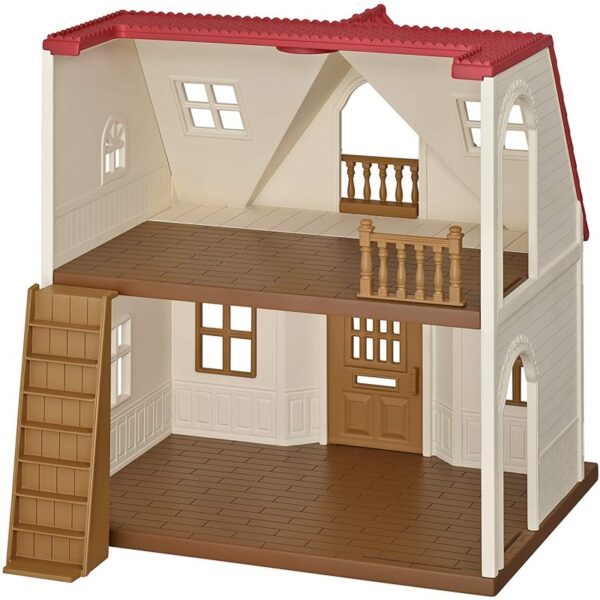 epoch sylvanian families eξοχικό σπιτάκι με κόκκινα κεραμύδια 5303 Το Red Roof Cozy Cottage είναι ένα σετ all-in-one που περιλαμβάνει ένα διώροφο σπίτι, φιγούρα (Chocolate Rabbit Girl) και έπιπλα. Διαθέτει ένα αφαιρούμενο δεύτερο όροφο που μπορεί να τοποθετηθεί δίπλα στο ισόγειο για να δημιουργήσει έναν ευρύτερο χώρο που είναι ευκολότερο να παίξετε. Οι σκάλες έρχονται ως αυτόνομη μονάδα και μπορούν να τοποθετηθούν σε οποιαδήποτε επιθυμητή τοποθεσία. Τα παράθυρα είναι εξοπλισμένα με παντζούρια που μπορούν να ανοίξουν και να κλείσουν κατά τη διάρκεια του παιχνιδιού.