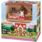 epoch sylvanian families eξοχικό σπιτάκι με κόκκινα κεραμύδια 5303 Το Red Roof Cozy Cottage είναι ένα σετ all-in-one που περιλαμβάνει ένα διώροφο σπίτι, φιγούρα (Chocolate Rabbit Girl) και έπιπλα. Διαθέτει ένα αφαιρούμενο δεύτερο όροφο που μπορεί να τοποθετηθεί δίπλα στο ισόγειο για να δημιουργήσει έναν ευρύτερο χώρο που είναι ευκολότερο να παίξετε. Οι σκάλες έρχονται ως αυτόνομη μονάδα και μπορούν να τοποθετηθούν σε οποιαδήποτε επιθυμητή τοποθεσία. Τα παράθυρα είναι εξοπλισμένα με παντζούρια που μπορούν να ανοίξουν και να κλείσουν κατά τη διάρκεια του παιχνιδιού.