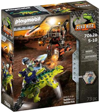 Playmobil Dinos Rise Αγκυλόσαυρος Με Μαχητή Εναντίον Ρομπότ (70626)
