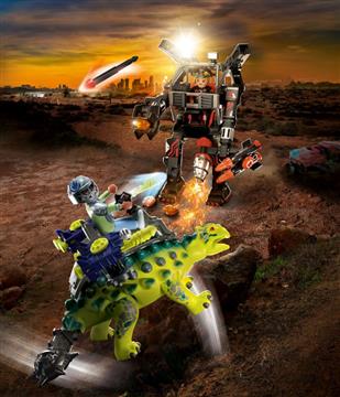 Playmobil Dinos Rise Αγκυλόσαυρος Με Μαχητή Εναντίον Ρομπότ (70626)