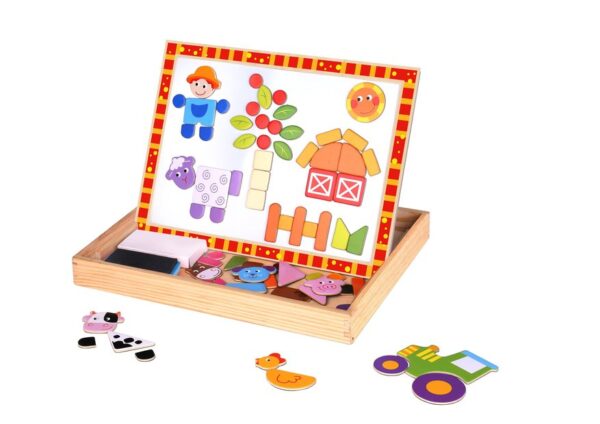 Tooky Toy Ξύλινος Μαγνητικός Πίνακας Φάρμα Διπλής Όψης (TKF014)