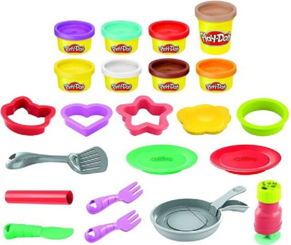 Hasbro Play-Doh Πλαστελίνη - Παιχνίδι Kitchen Creations Flip' n' Pancakes για 3+ Ετών, 8τμχ