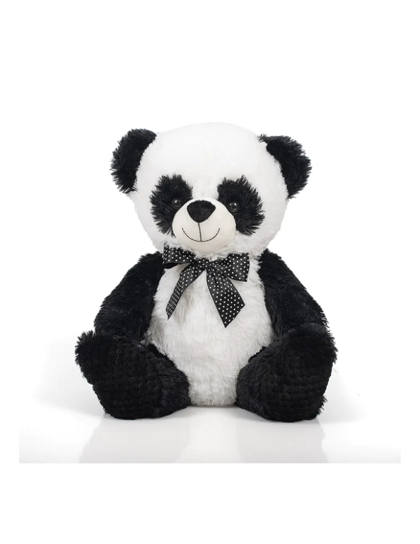 Panda Λούτρινο με Πουά Φιόγκο 38εκ (20783)