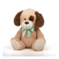 Σκυλακι Λούτρινο Μπεζ με Πράσινο Φιόγκο 38εκ (20785)