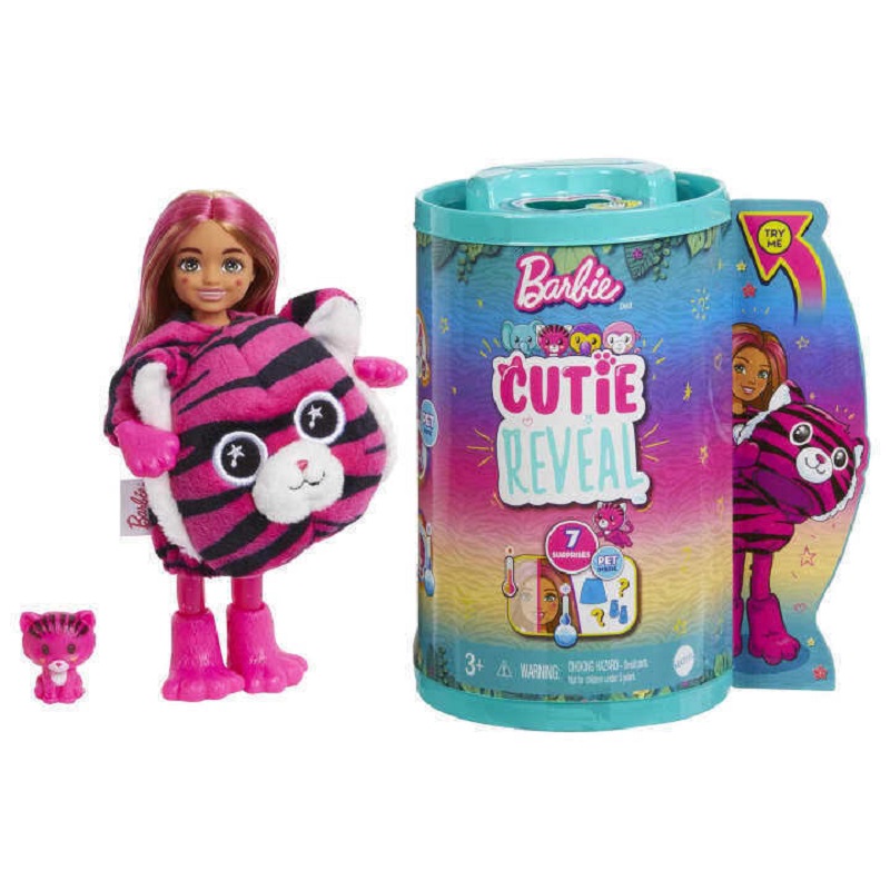 Mattel Κούκλα Barbie Cutie Reveal Τιγράκι για 3+ Ετών