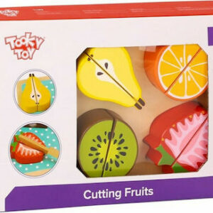 Tooky Toys Φρούτα & Δίσκος Κοπής από Ξύλο για 1+ Ετών
