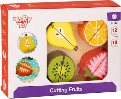 Tooky Toys Φρούτα & Δίσκος Κοπής από Ξύλο για 1+ Ετών