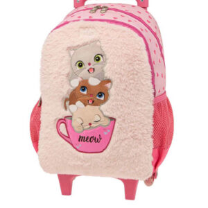 POLO σακίδιο TROLLEY JUNIOR με γατάκια ροζ 901041-8229