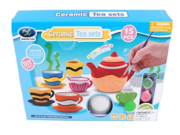 Zita Toys Κεραμικό Σερβίτσιο Τσαγιού 15τμχ. Με Μπογιές Για Ζωγραφική (005.868-E30)