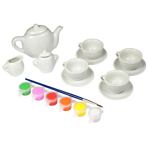Zita Toys Κεραμικό Σερβίτσιο Τσαγιού 15τμχ. Με Μπογιές Για Ζωγραφική (005.868-E30)