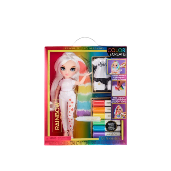 MGA Rainbow High: Color & Create Blue Eyes Doll (594123EUC)
