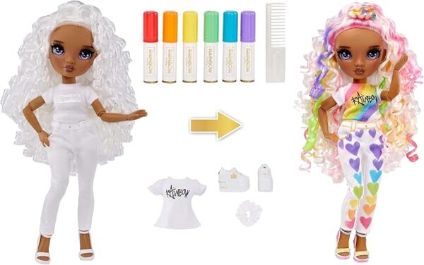 MGA Rainbow High: Color & Create DIY Fashion Doll - Purple Eyes/ Curly Hair (594147EUC)